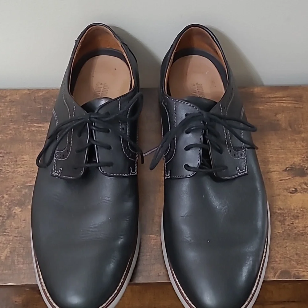 Johnston & Murphy Black Leather Holden Plain Toe Oxfords size 11.5